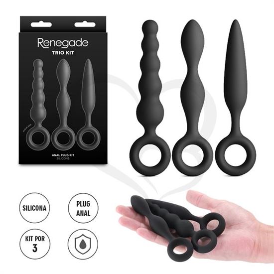 Kit de 3 dilatadores anales de silicona Slip, Slide y Slim